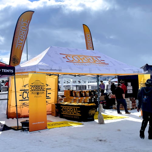 Lightweight magnesium frame pop-up tent with full-color graphics